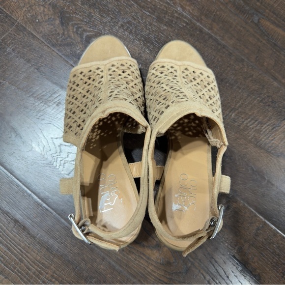 Franco Sarto Harlet 3 Leather/Suede Open-Toe Heels Size 9 Women - Picture 8 of 13